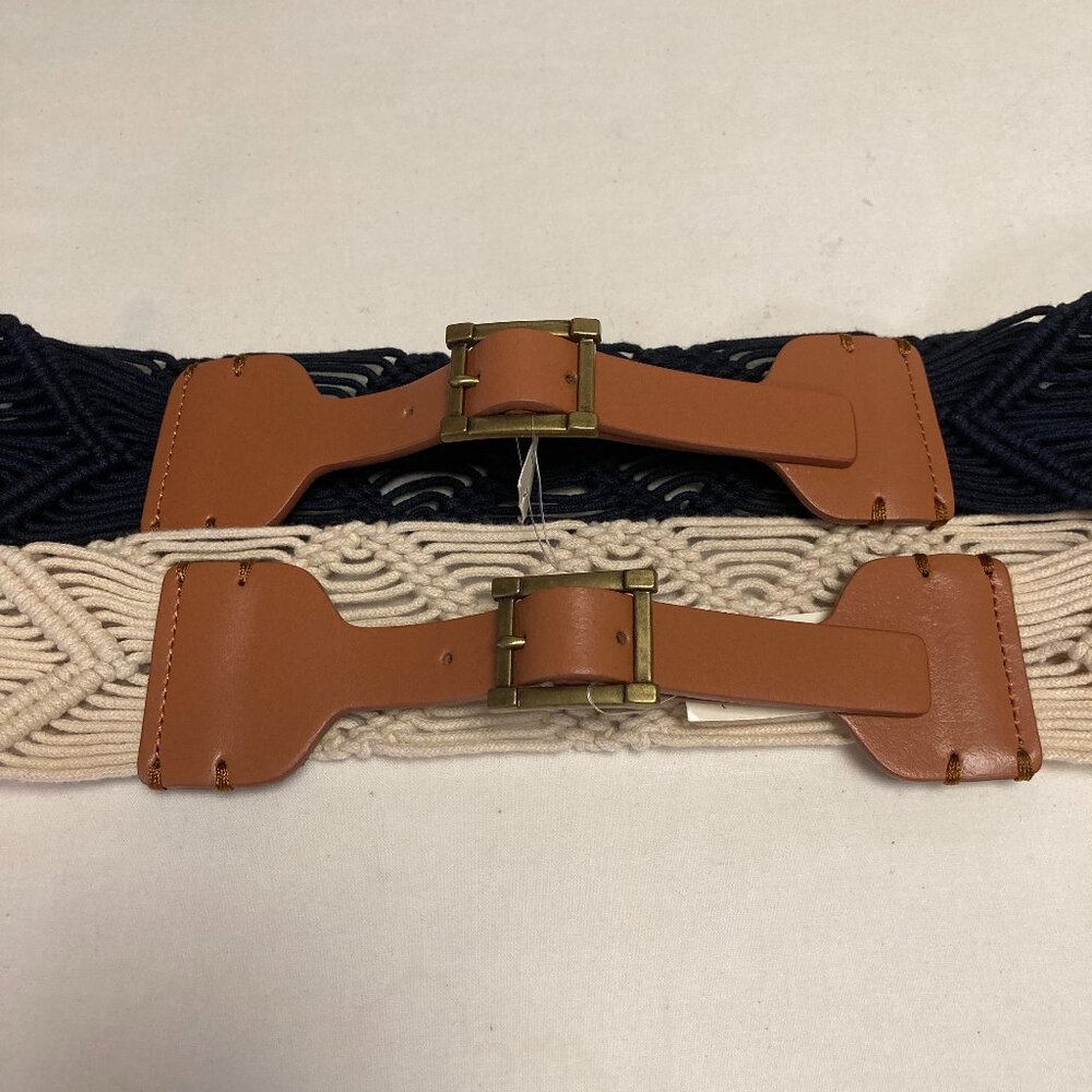 Two Macrame and Leather Belts 35" New with Tags